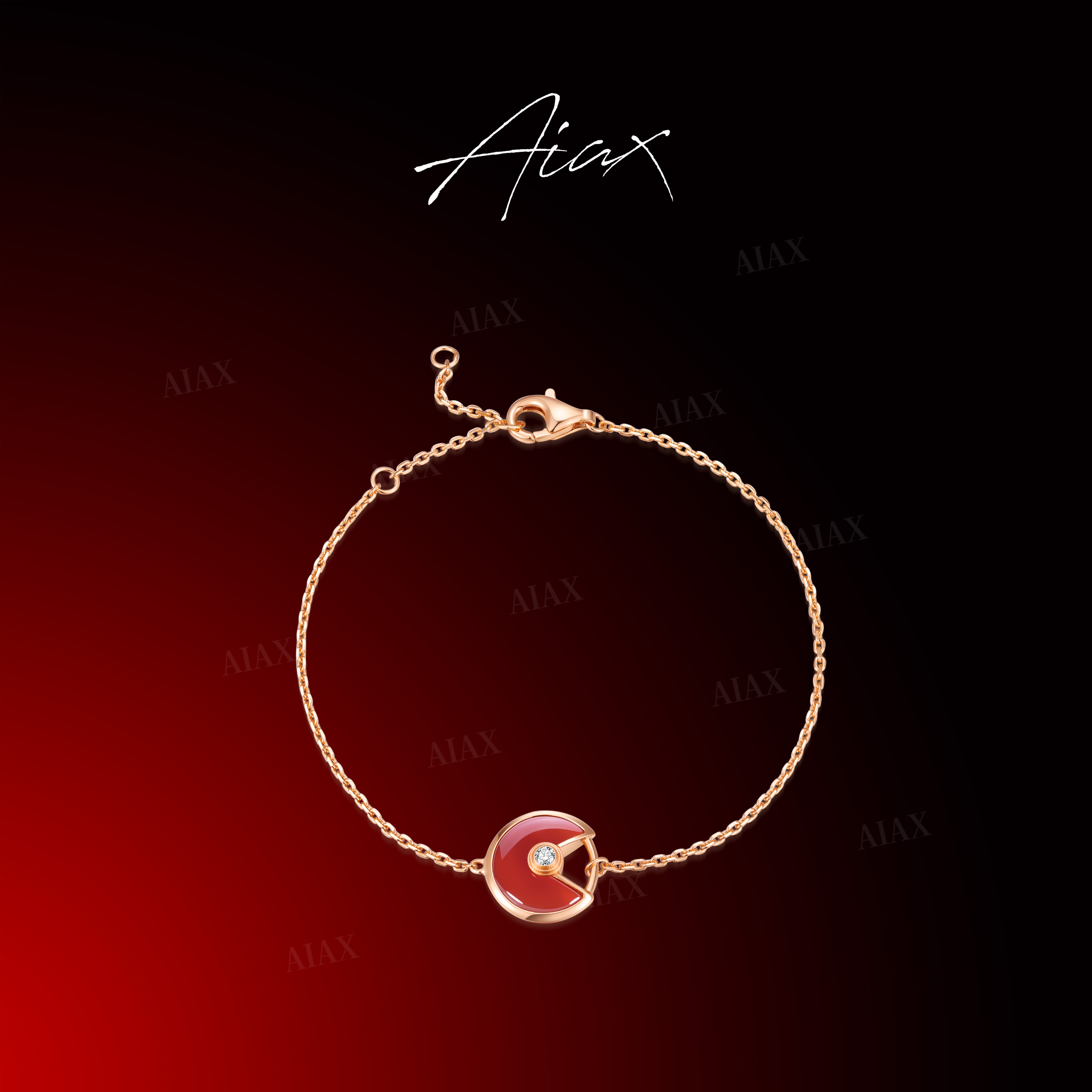 AIAX 925银 镀K金【情人节】百搭圆形镂空护身符手链TSS7434