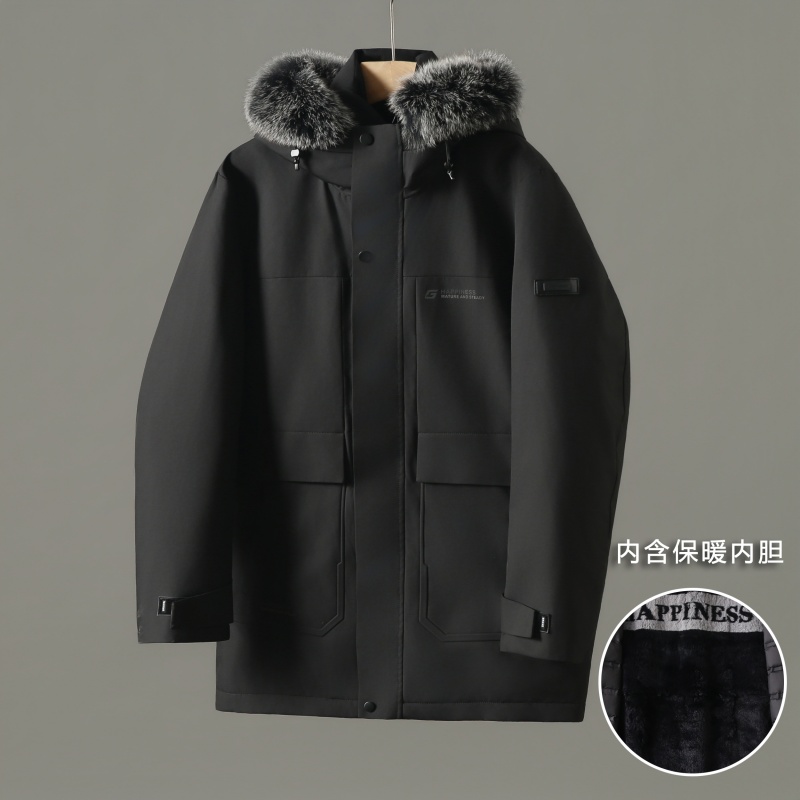 HY966剪标90白鸭绒可拆卸狐狸毛领獭兔毛羽绒马甲内胆羽绒服