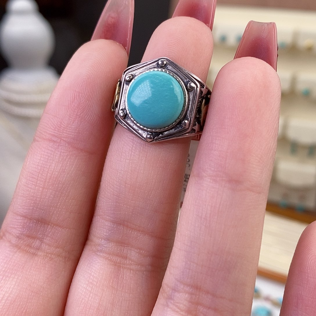 绿松石戒指银S925镶嵌