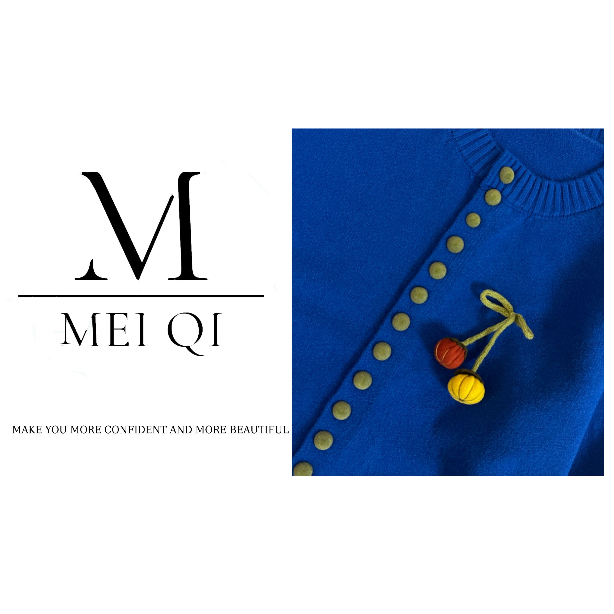 深圳南油白桃美美 圆领纯色彩扣小南瓜吊坠长袖针织开衫秋冬A3452