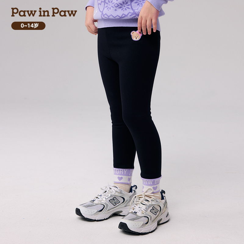 PawinPaw童装秋冬女童女宝宝针织裤加绒打底裤PCTME4T52E