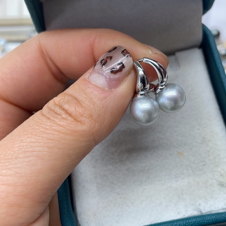 海水珍珠耳饰银S925镶嵌