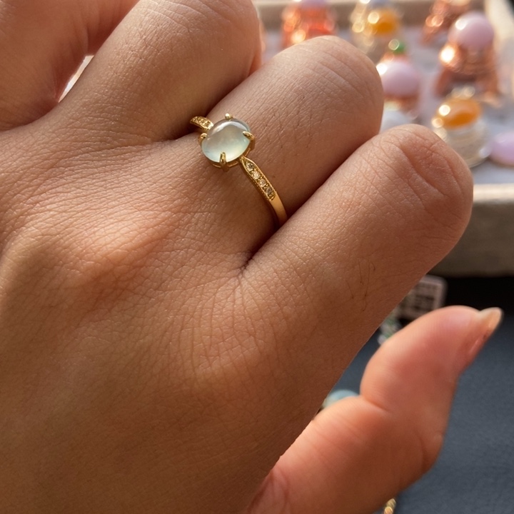 翡翠戒指银S925镶嵌戒指