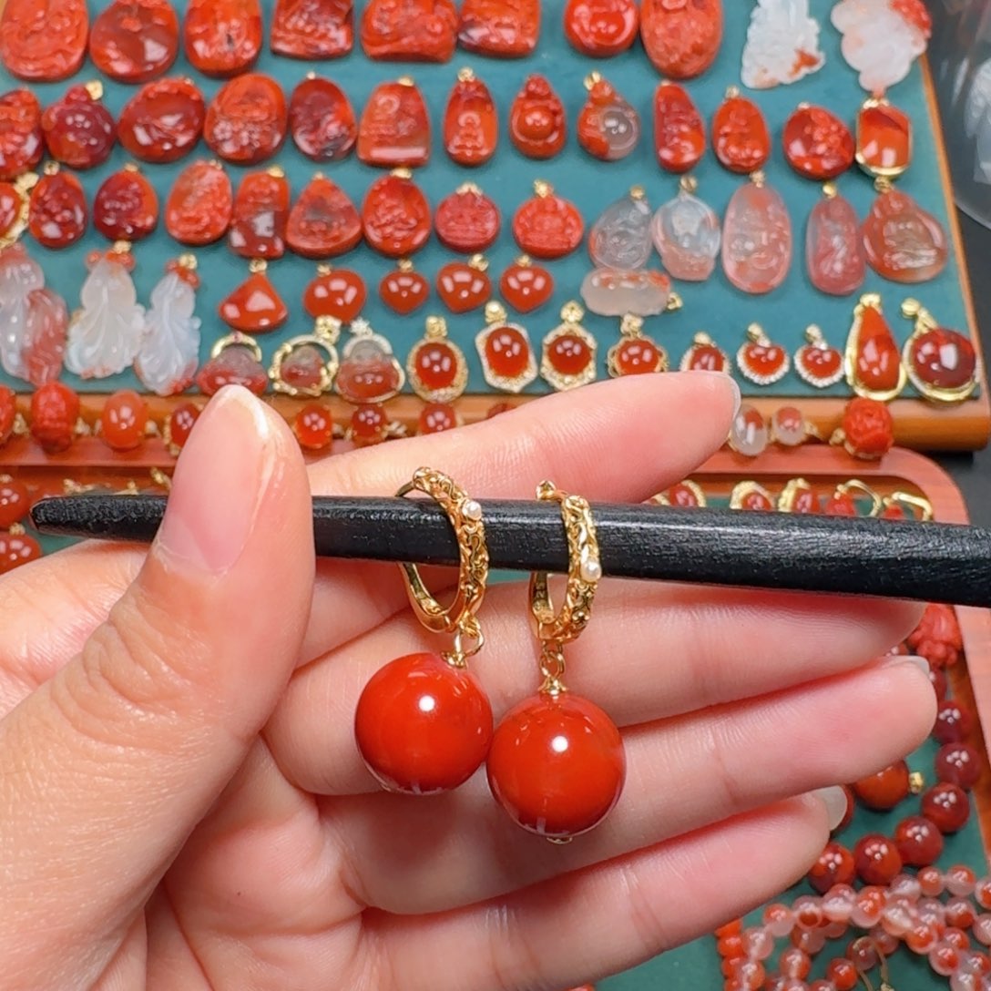 南红玛瑙南红13+银S925镶嵌