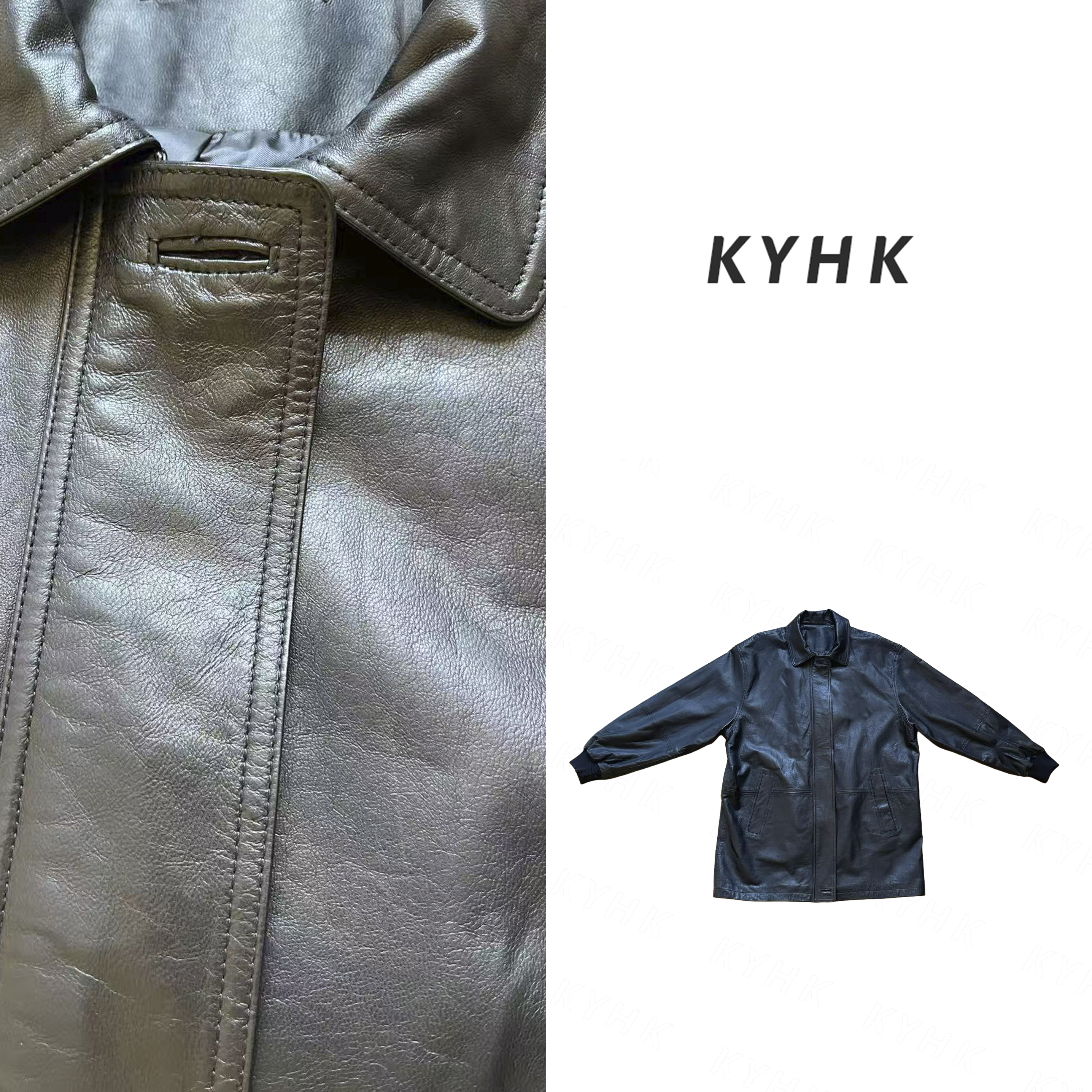 KYHK暗门襟皮衣外套250930