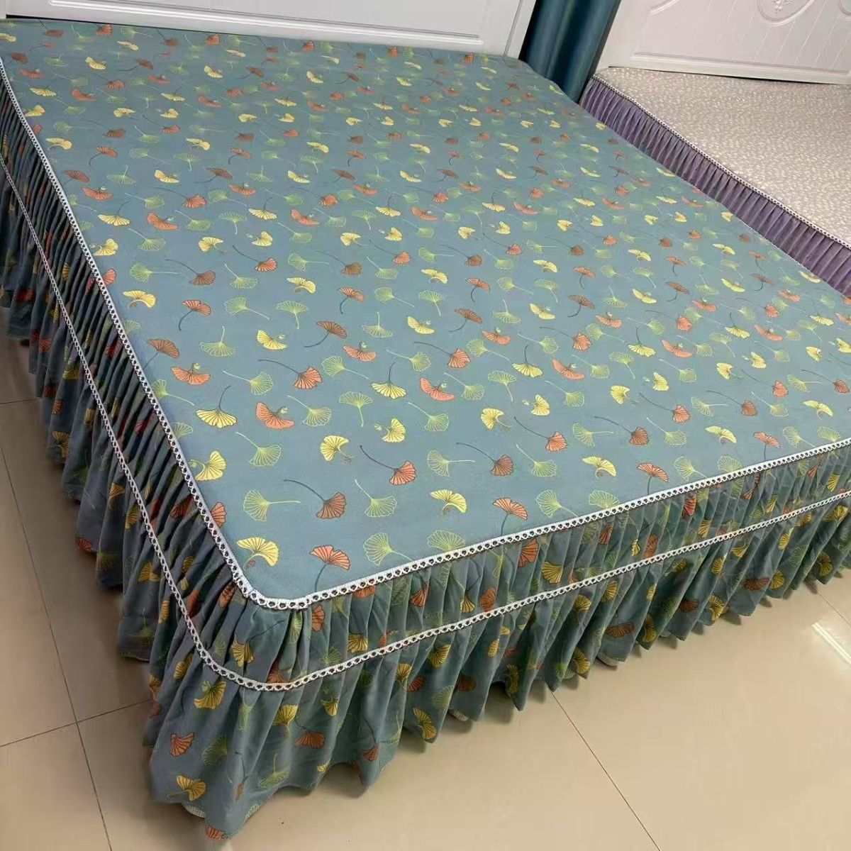 80支80支及以上米x2米床罩大床花边面料防滑床垫床上用品加厚亲肤