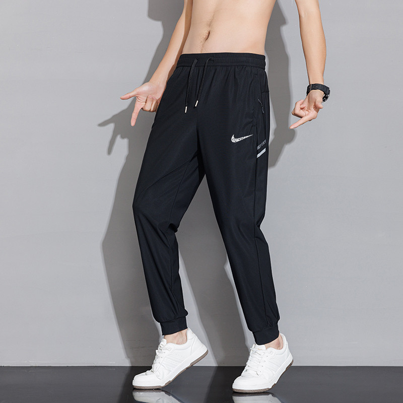 品牌精选冰丝裤男士薄款小直筒休闲裤高弹速干空调裤防晒运动长裤