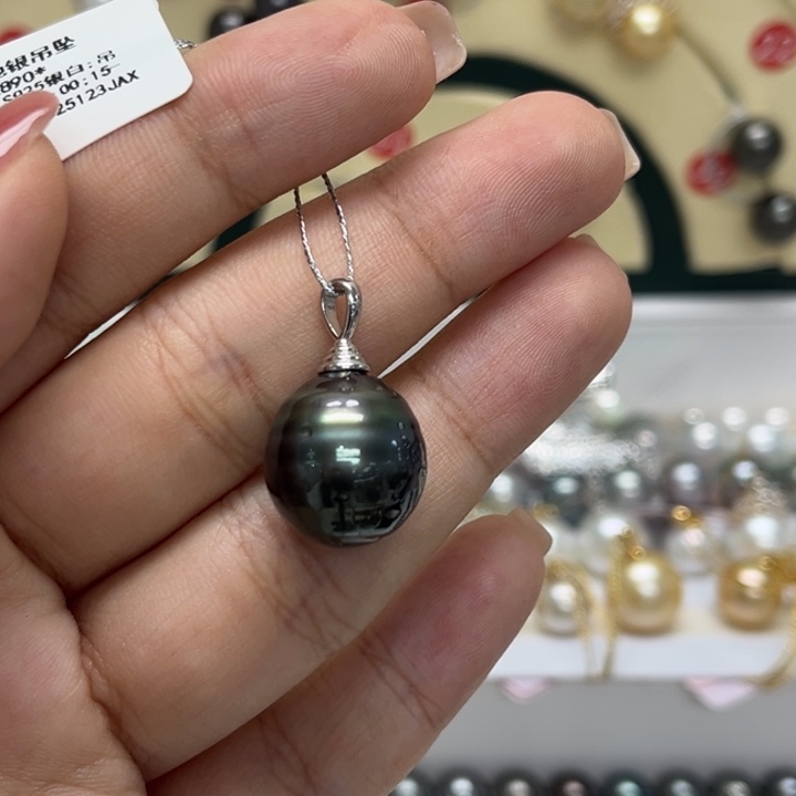 银S925镶嵌颈饰海水珍珠大溪地15-16mm60号