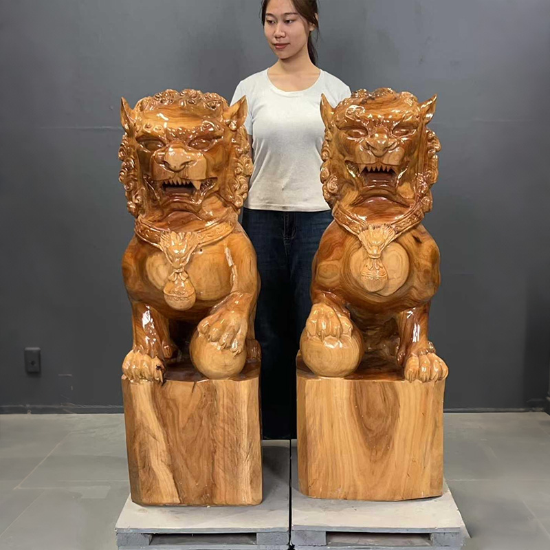 香樟木根雕木雕刻艺术狮子底座客厅摆件开业送礼品实木雕刻工艺品