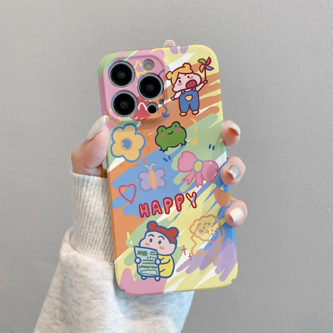 可爱涂鸦适用iPhone15菲林手机壳华为小米14vivo荣耀oppo硬壳冰感