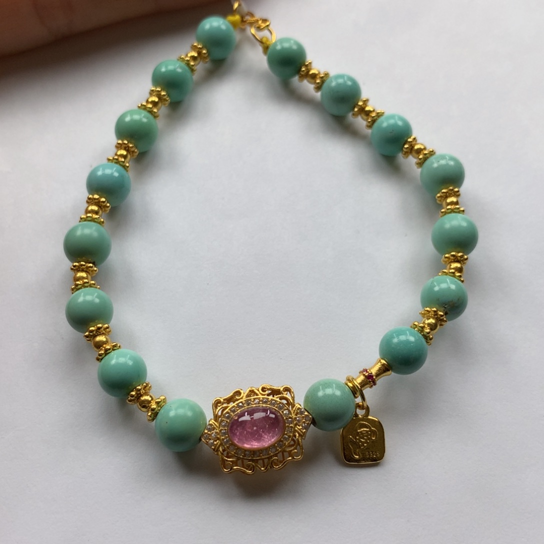 绿松石单圈银S925镶嵌