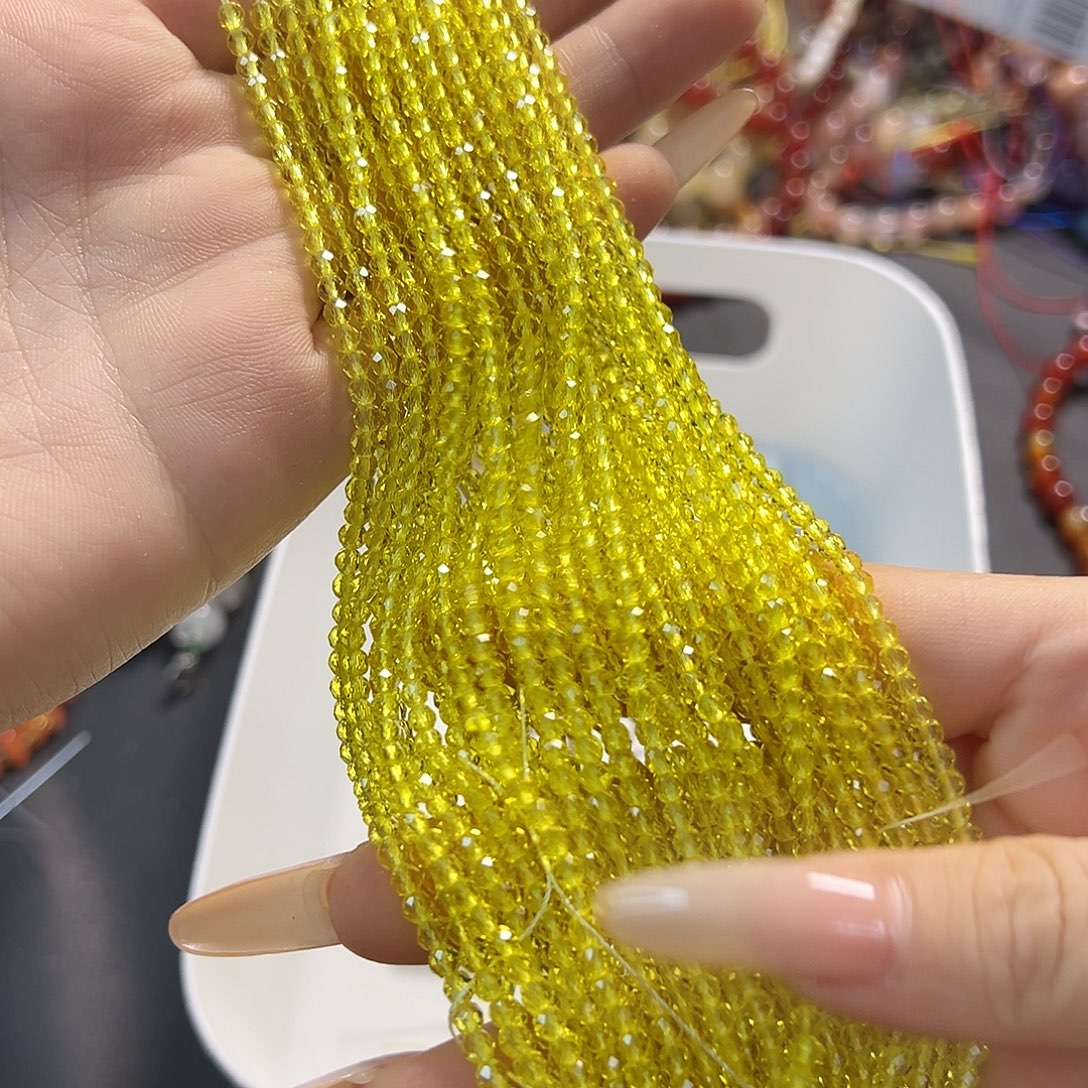 玛瑙/玉髓合金珠宝半成品黄水晶切面卡3。两条