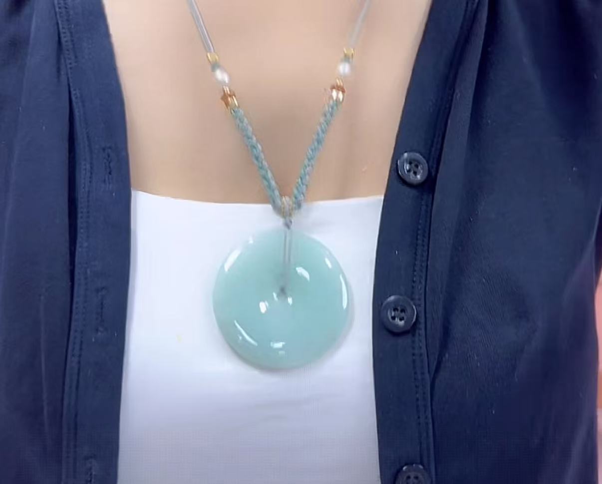 天然翡翠A货平安扣（多样性发货只发一个）宽45-50厚6-8送绳