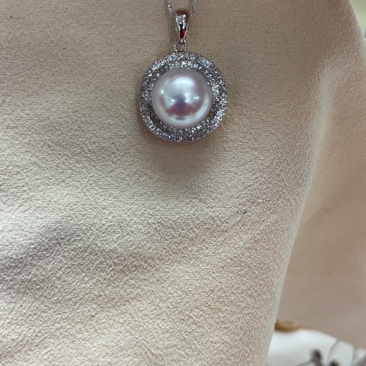 吊坠(不含链)银S925镶嵌海水珍珠10mm91号