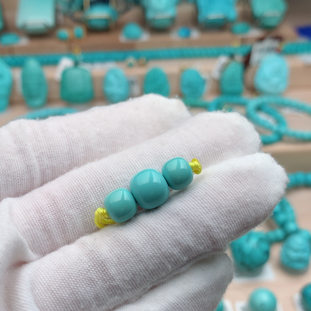 静***北未镶嵌绿松石珠宝奇石7.5mm