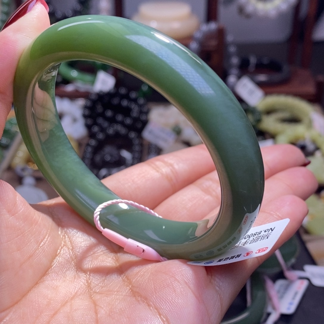 和田玉毕业级老矿料碧玉猫眼手镯57.2未镶嵌l*c