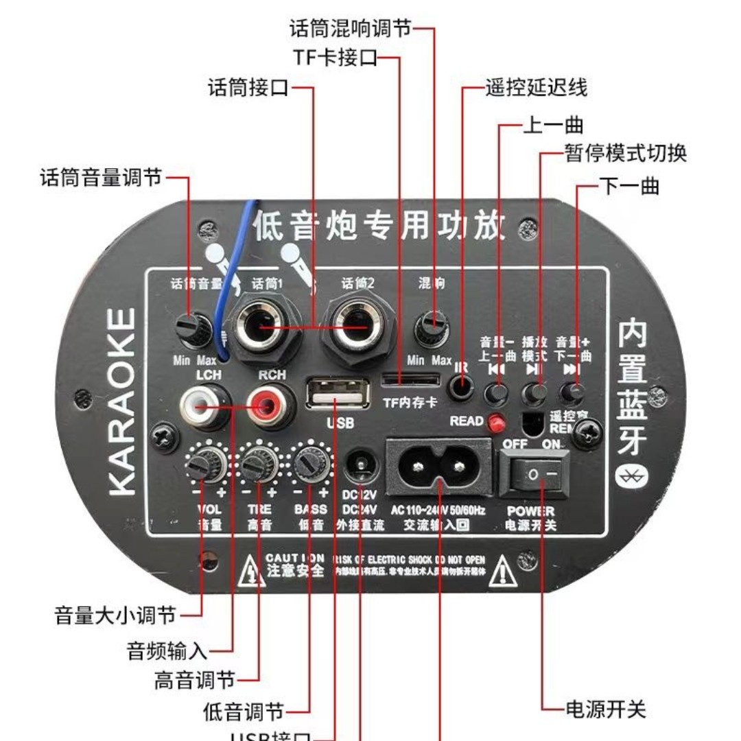 5/6/8/10/12寸功放板，中低音喇叭大功率汽车低音炮家用扬声器喇叭