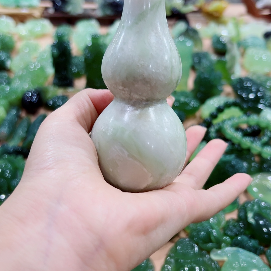 未镶嵌蛇纹石玉葫芦手把