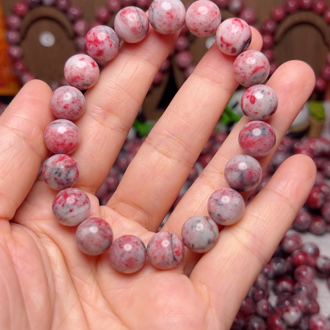 天然辰砂原石手串卡11