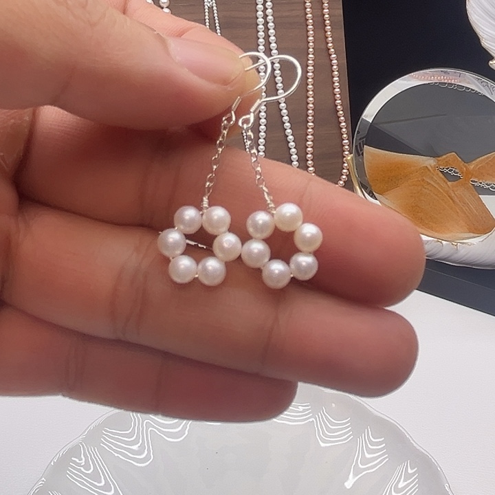 银S925镶嵌耳饰淡水珍珠