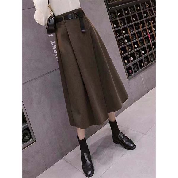 0192【迪好甄选】中长款呢料A字半身裙气质款百搭女装时尚显瘦长款
