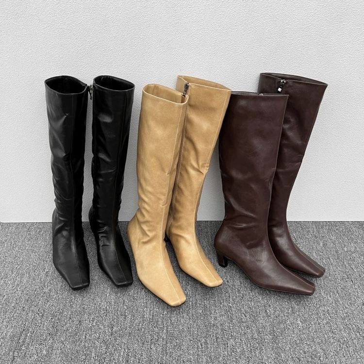 猪猪美拉德粗跟长筒靴-28885