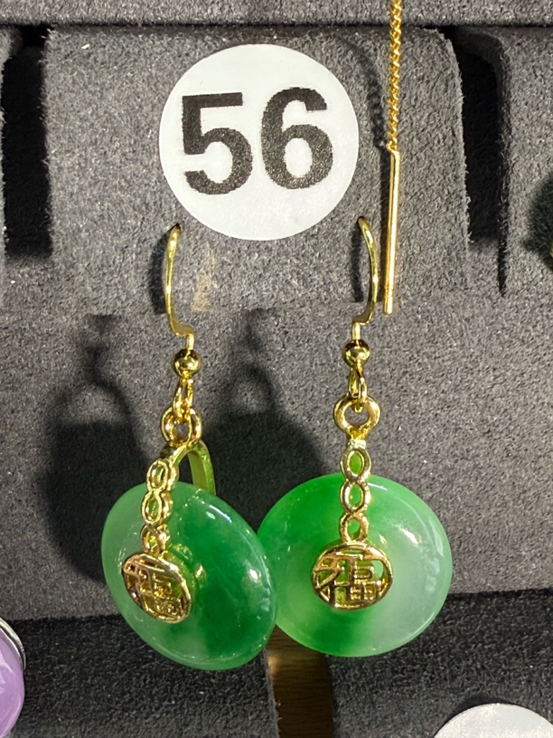 天然缅甸翡翠A货耳饰 56