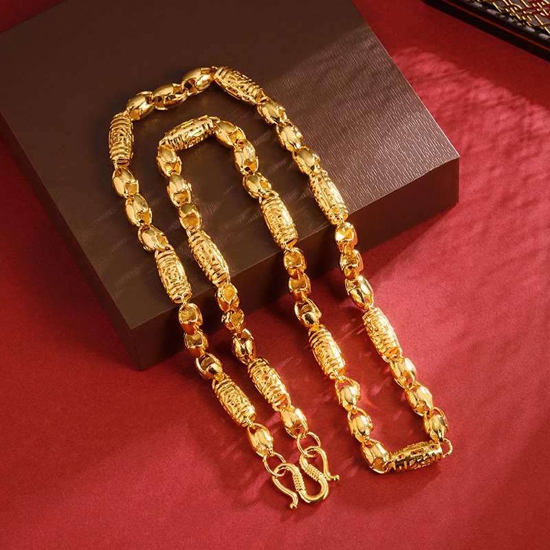 越南镂空橄榄福字龙头项链男士龙项链义乌配饰饰品首饰