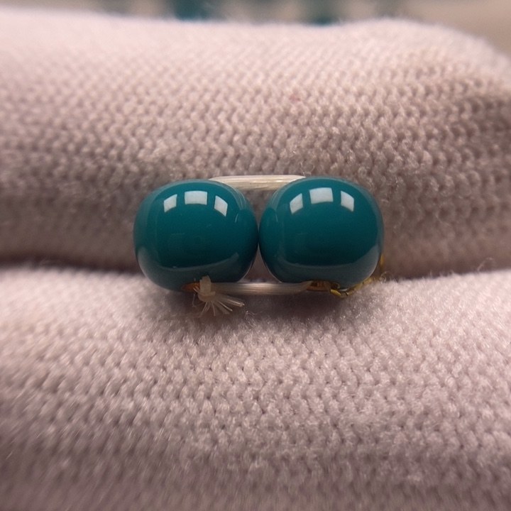 未镶嵌绿松石珠宝奇石老型对珠7.5mmA831