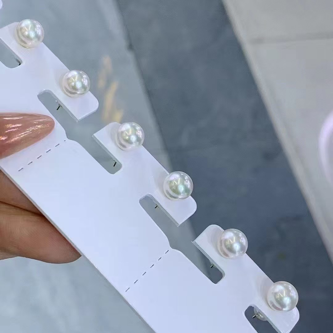 最百搭的素钉8-9胖馒头 面无暇的小灯Akoya淡水耳钉