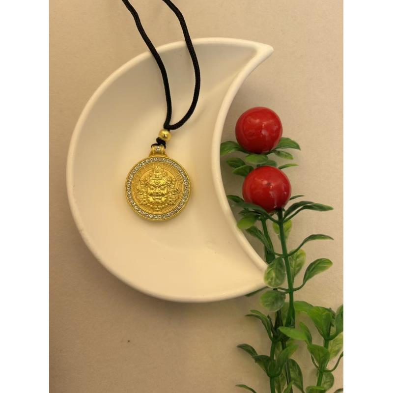 合金吊坠  金之秀珠宝  黄财神项链双面雕刻精雕钻时尚挂坠