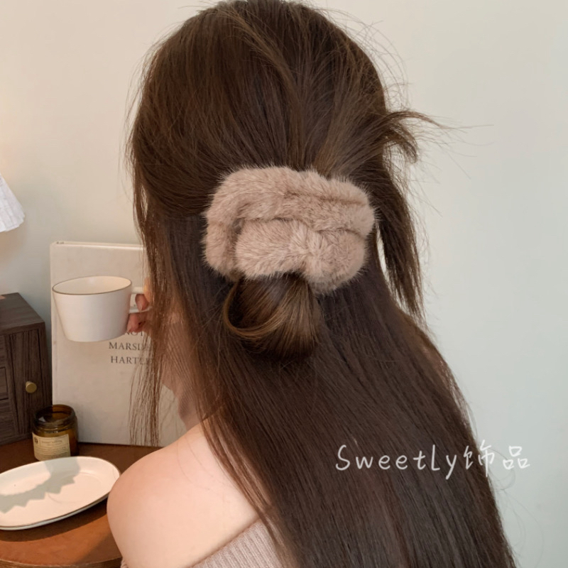 冬日暖阳！秋冬毛绒蝴蝶结飘带大肠发圈高弹力高质感发圈头绳女