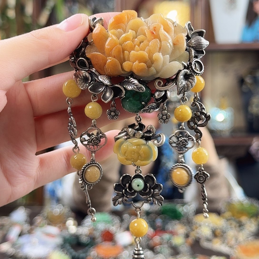 翡翠银S925镶嵌发饰