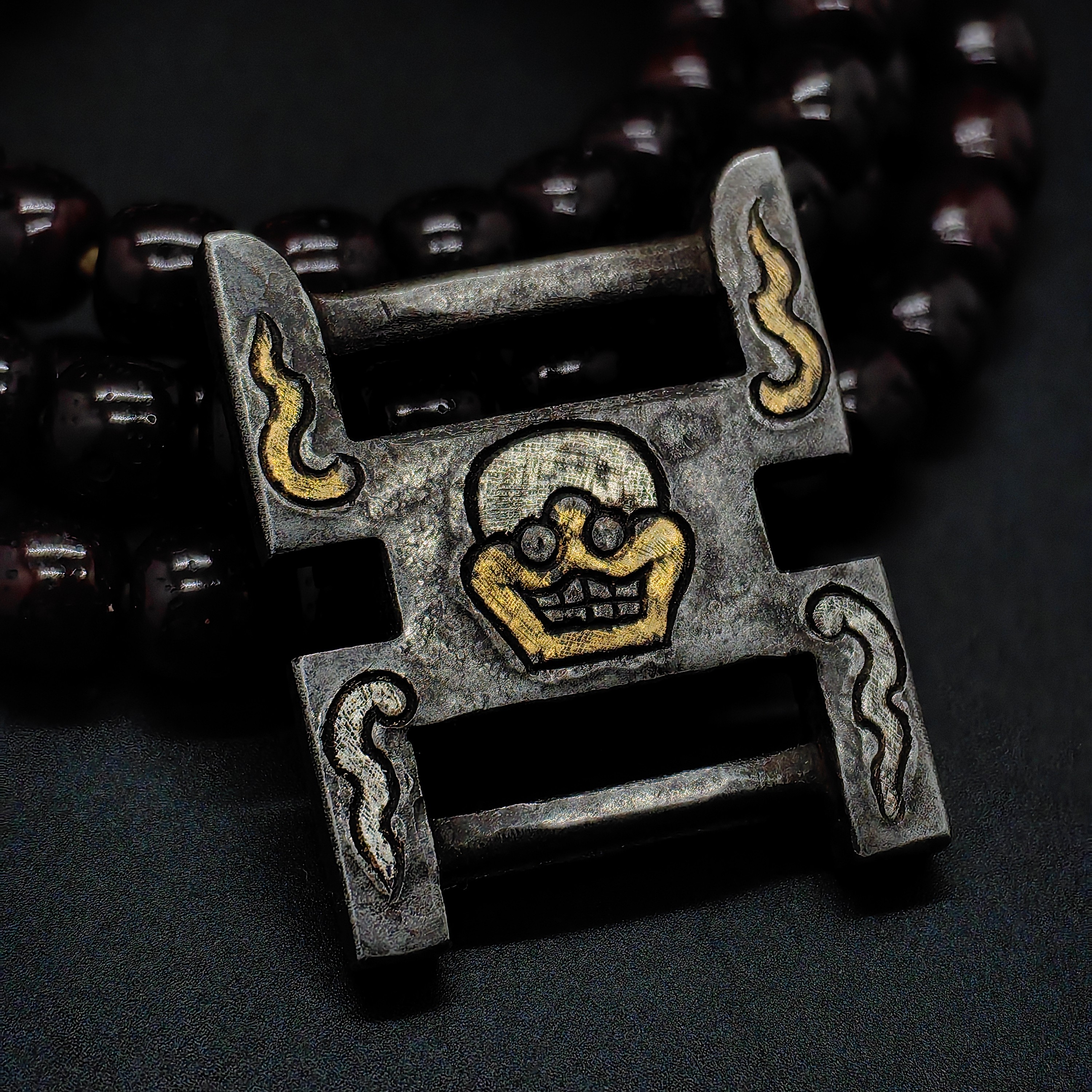 铁合金项链 藏传官造铁翦琻翦垠老寒铁尸陀林经书扣