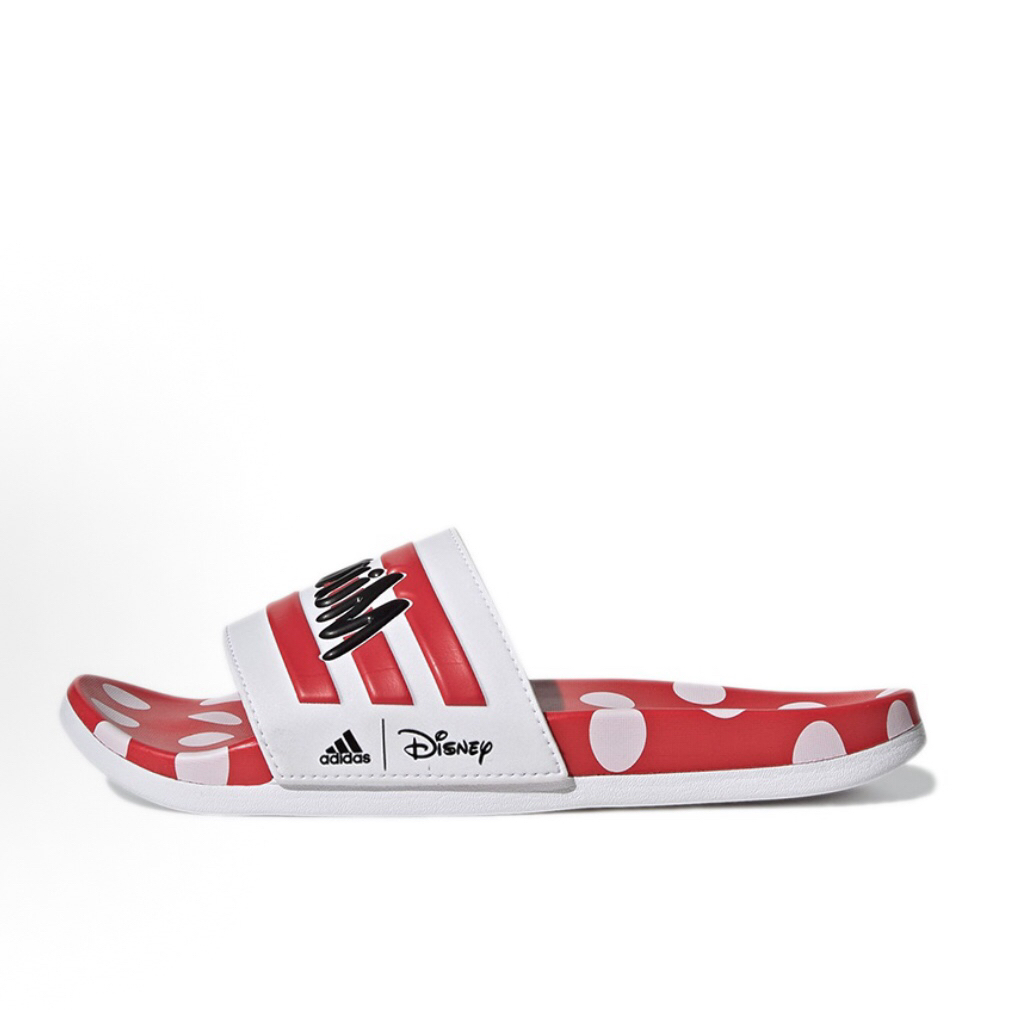 adidas 系列 休闲轻便 橡胶底 防滑一字拖鞋 女款 白红GW1060