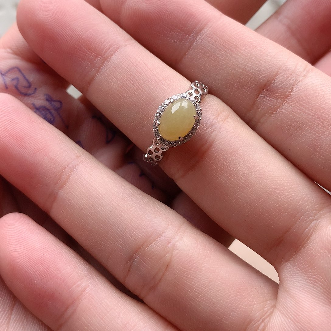 翡翠戒指银S925镶嵌珊**幸0287