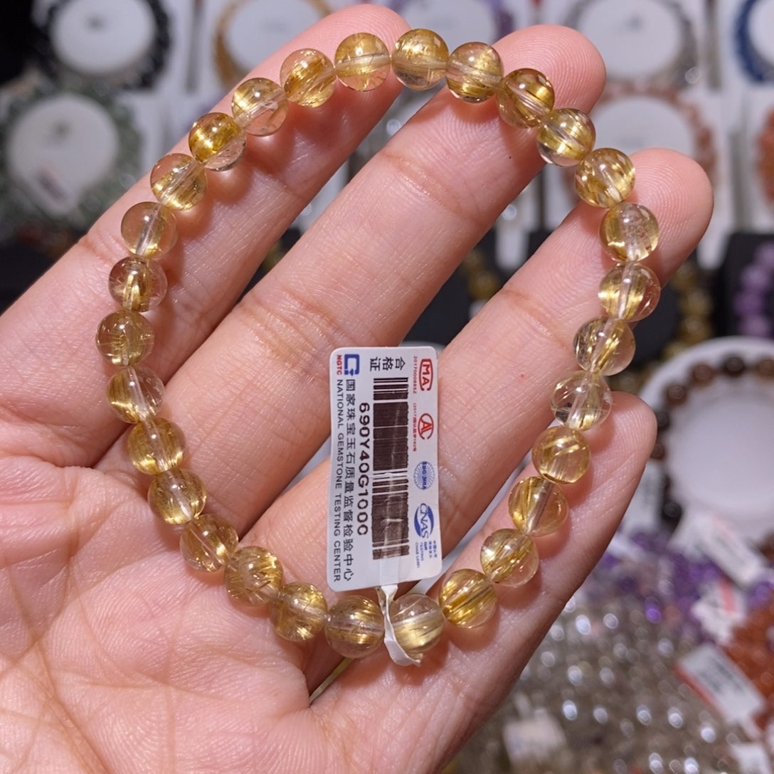 【闪购商品】发晶手串未镶嵌钛金6.3m