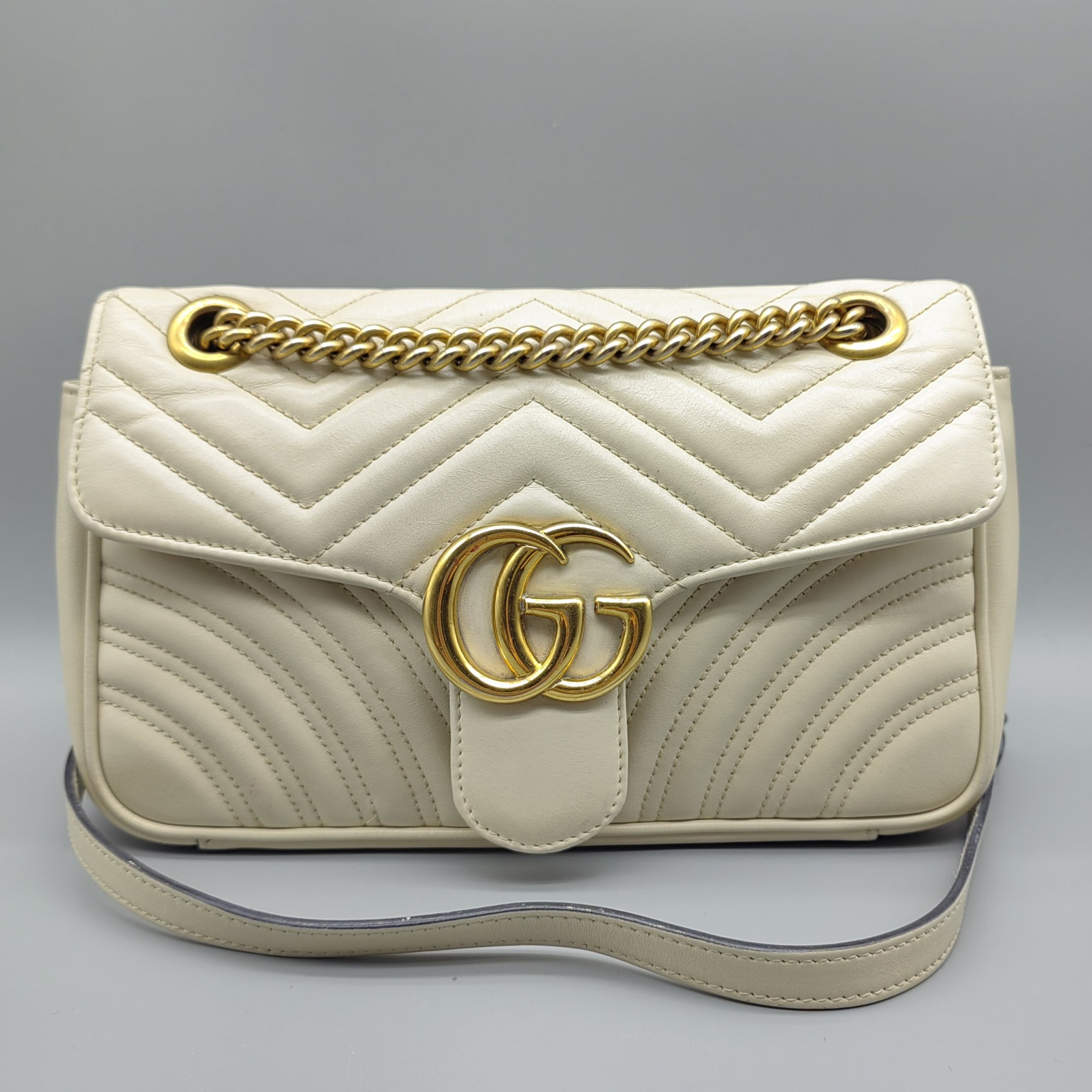 95新 GUCCI/古驰   白色马蒙链条包 1662 5879 