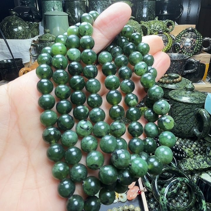 蛇纹石玉未镶嵌珠宝半成品藏玉药王石福利款0.8 108颗