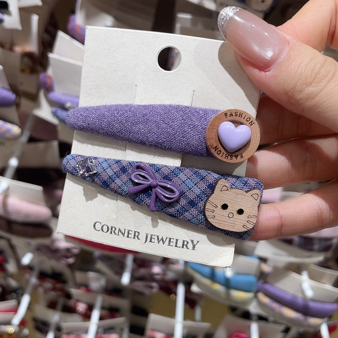 布艺非金属紫色小猫拜拜