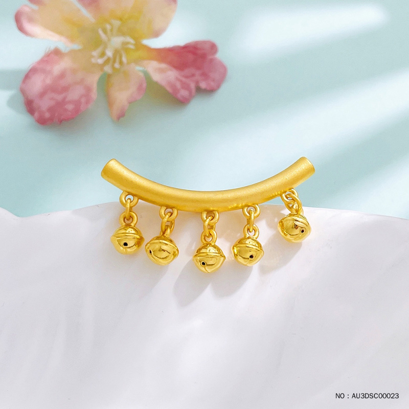 足金铃铛弯管吊坠