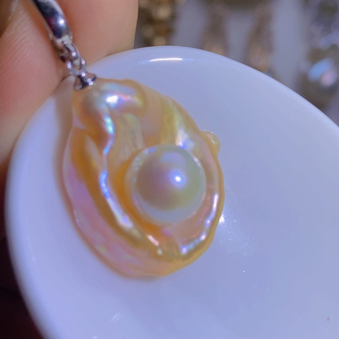 银S925镶嵌天然淡水珍珠淡水珍珠