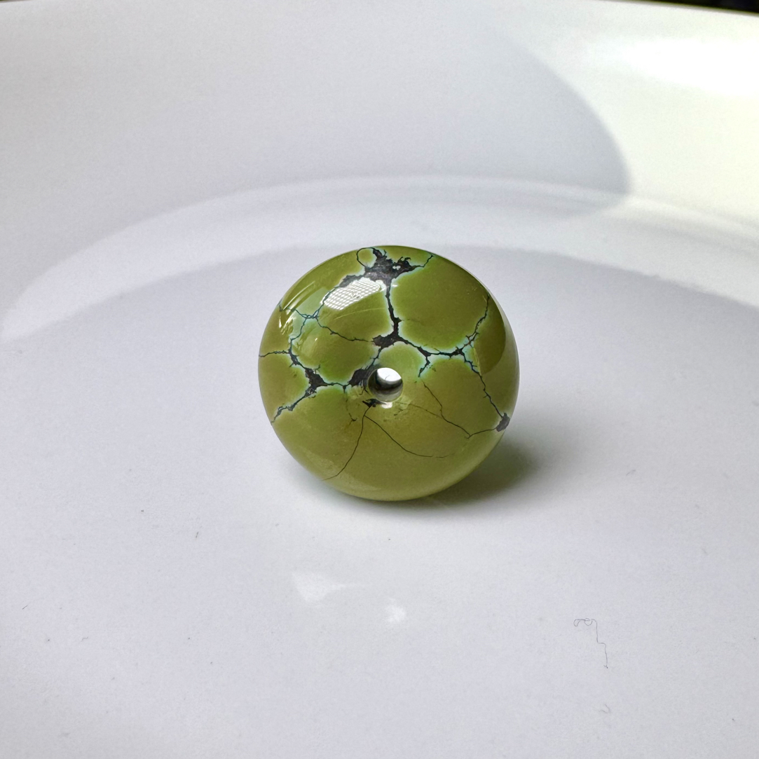 湖北十堰天然菜籽黄平安扣特色水草纹网花圈圈配饰21*9.7