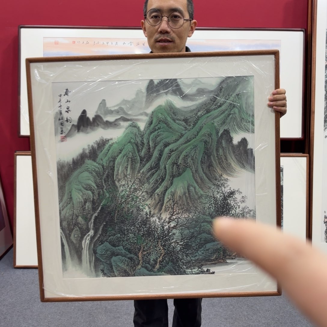 国画带框绘画80/80尺寸