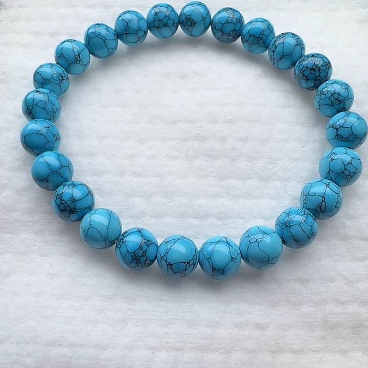 尺寸：8➕蓝网花纹圆珠手串