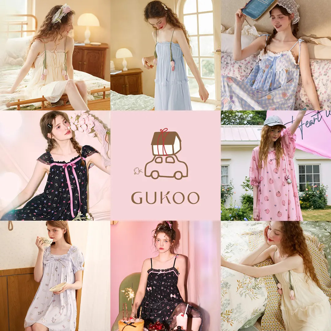 【Gukoo果壳】夏季少女睡衣甜美可外穿女士家居服网纱吊带睡裙