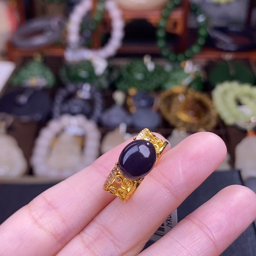 和田玉多样性发一 925.银烟紫戒指未镶嵌