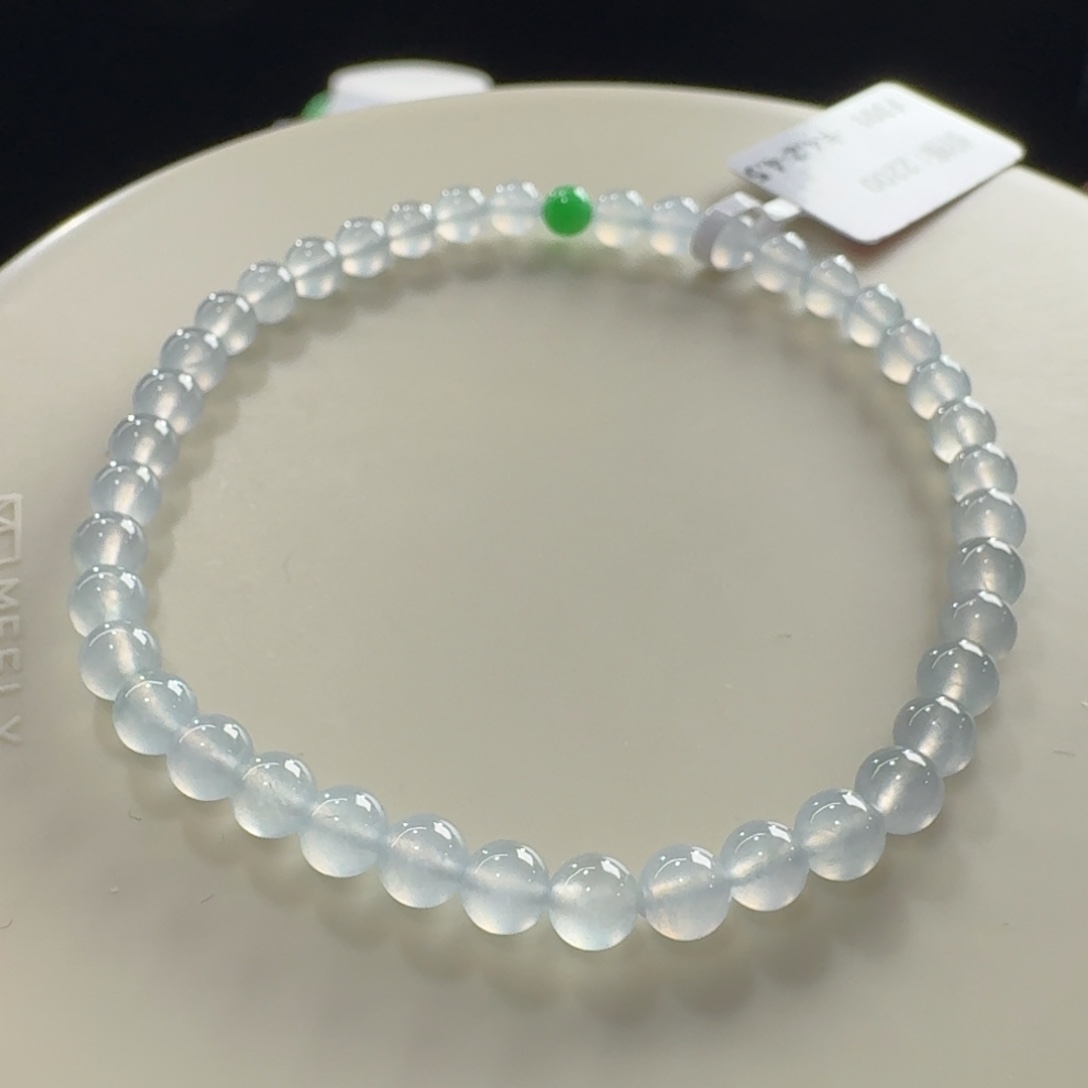 翡翠未镶嵌手链高冰蓝钢单圈卡4.5mm