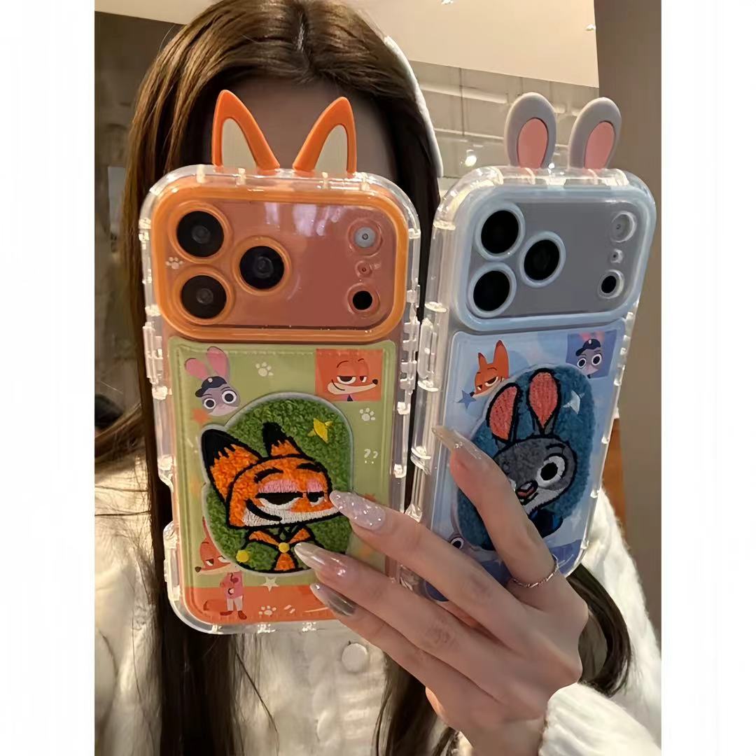 BANCA立体耳朵刺绣尼克朱迪适用苹果17/16手机壳华为vivooppo小米