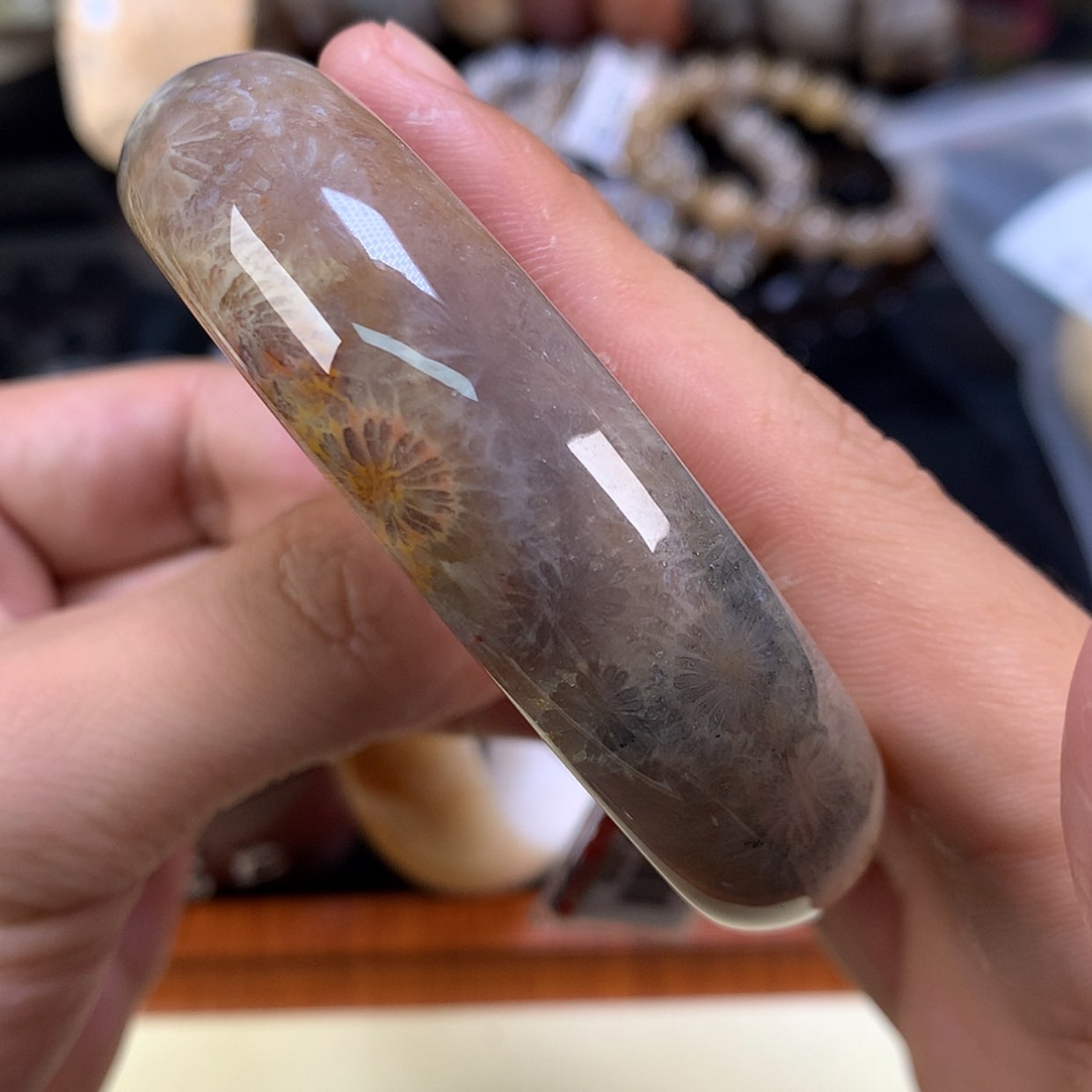 【闪购商品】颈饰未镶嵌硅化珊瑚（珊瑚玉）95号61.3圈灯下美人